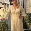 Robe broderie anglaise grande taille longue écrue | Dream By C