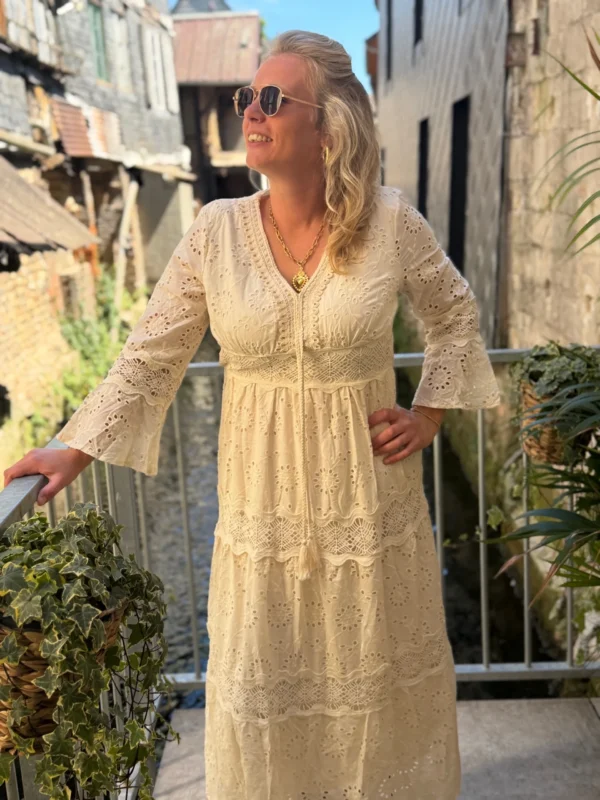 Robe broderie anglaise grande taille longue écrue | Dream By C