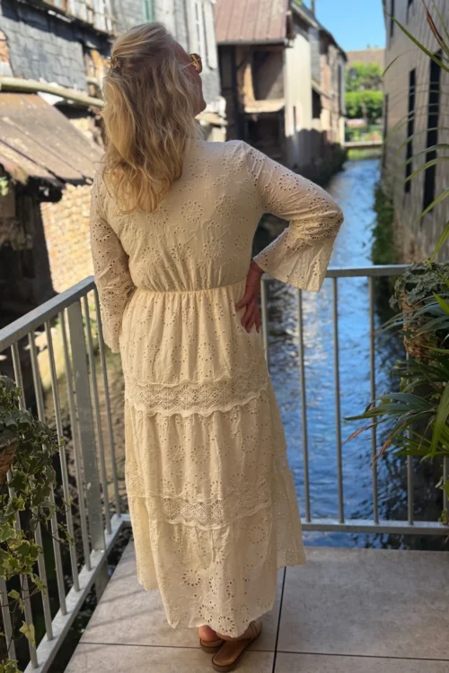 Robe broderie anglaise grande taille longue écrue | Dream By C