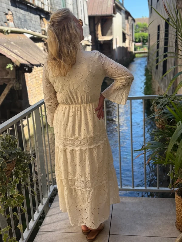 Robe broderie anglaise grande taille longue écrue | Dream By C