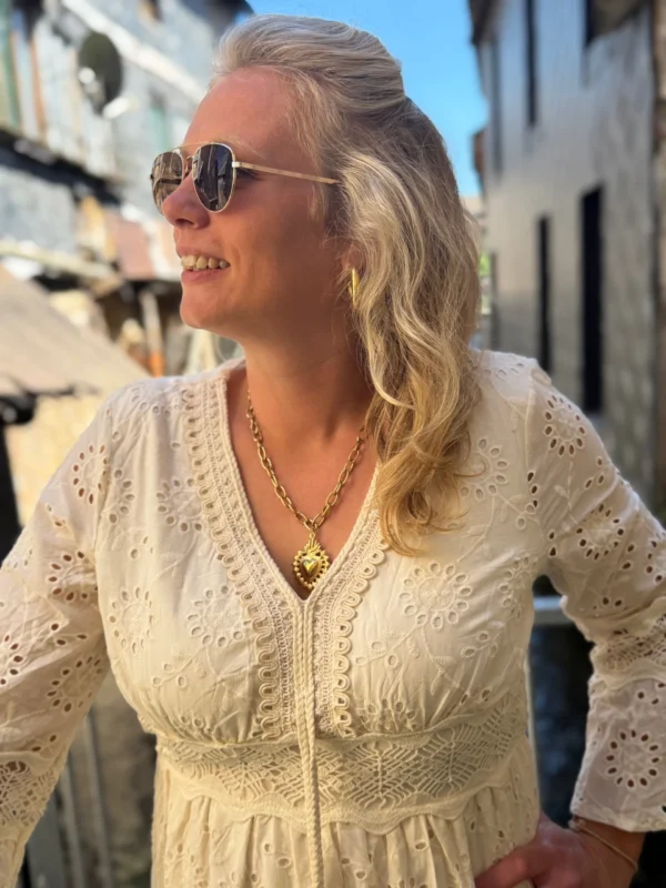 Robe broderie anglaise grande taille longue écrue | Dream By C
