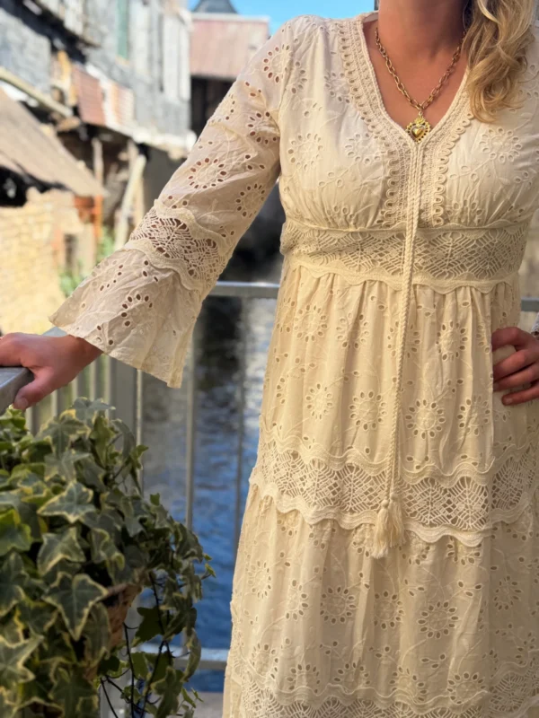 Robe broderie anglaise grande taille longue écrue | Dream By C