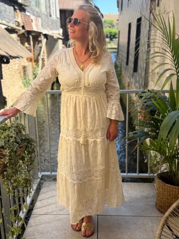 Robe broderie anglaise grande taille longue écrue | Dream By C