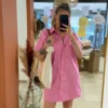 Robe chemise courte femme été rayures rose bleu | Dream By C