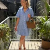 Robe chemise courte femme été rayures rose bleu | Dream By C