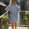 Robe chemise courte femme été rayures rose bleu | Dream By C