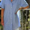 Robe chemise courte femme été rayures rose bleu | Dream By C