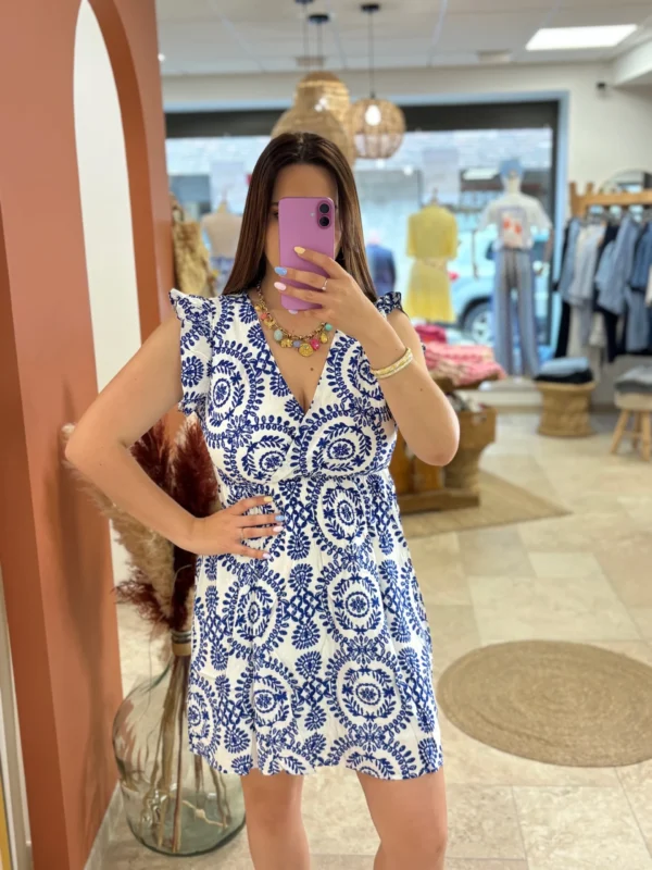 Robe courte cache cœur femme été motifs grèce | Dream By C