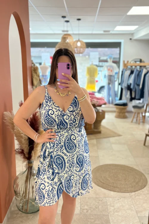 Robe courte grande taille cache cœur cachemire | Dream By C