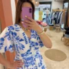 robe-longue-blanche-fleurie-bleue-grande-taille-bandeau Robe longue blanche fleurie grande taille bleue | Dream By C