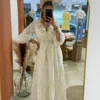 Robe longue bohème femme coton broderie beige | Dream By C