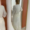 Robe longue bohème femme coton broderie beige | Dream By C