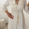 Robe longue bohème femme coton broderie beige | Dream By C