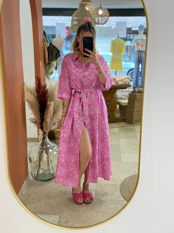 Robe longue chemise femme imprimée bandana | Dream By C
