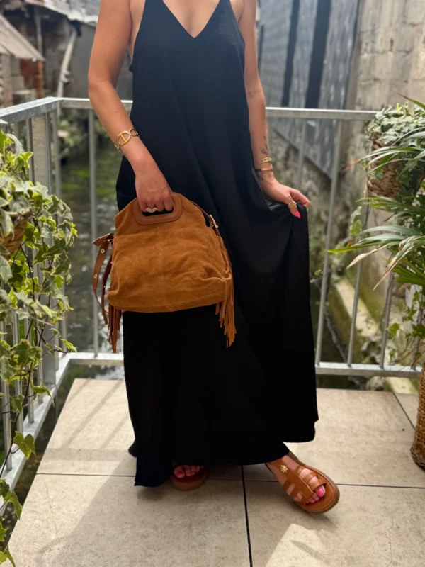 Robe longue col V fluide bretelles – Dream By C