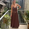 Robe longue col V fluide bretelles – Dream By C