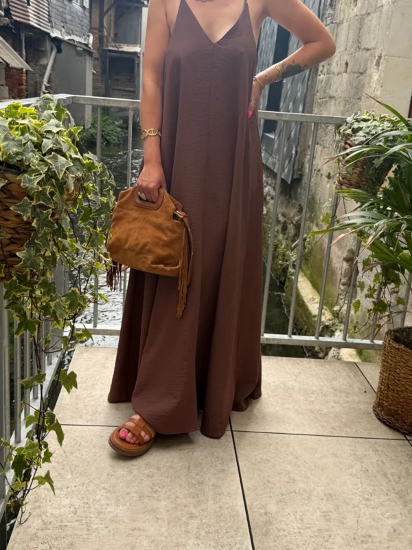 Robe longue col V fluide bretelles – Dream By C