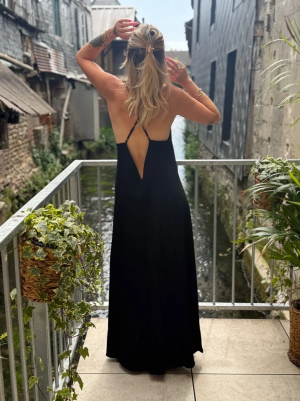 Robe longue col V fluide bretelles – Dream By C