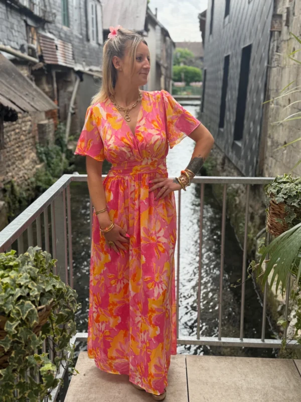 Robe longue colorée femme été rose jaune orange | Dream By C