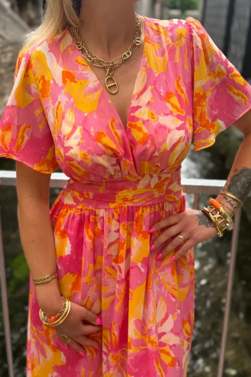 Robe longue colorée femme été rose jaune orange | Dream By C
