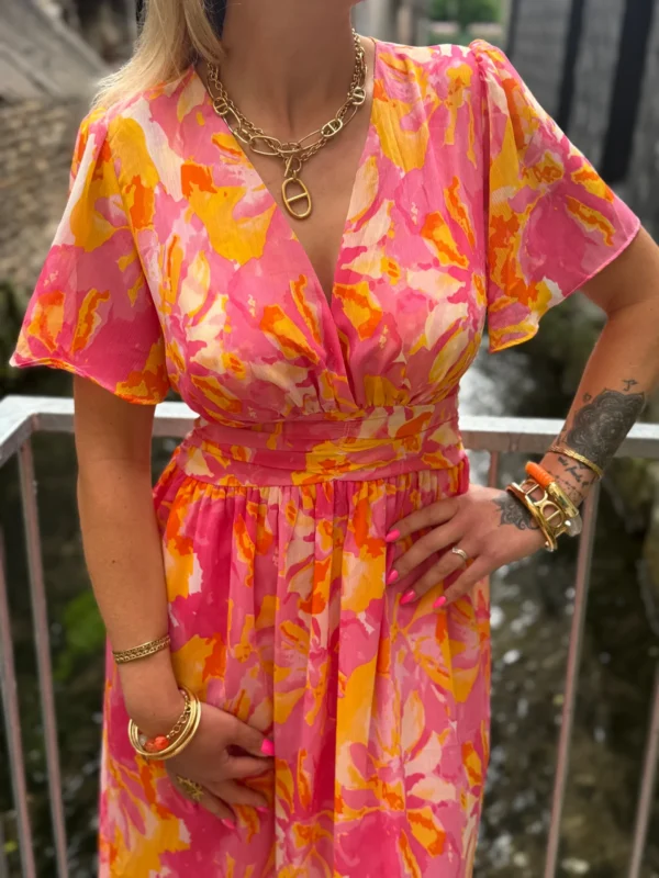Robe longue colorée femme été rose jaune orange | Dream By C
