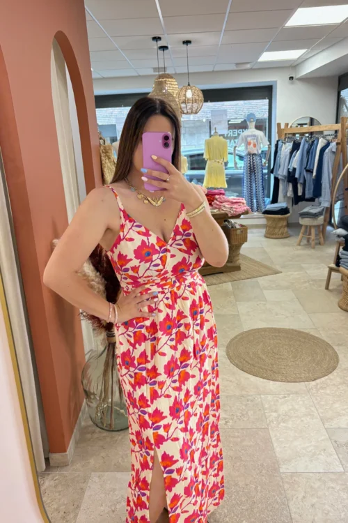 -robe-longue-fleurie-grande-taille-bretelles-fuchsia Robe longue fleurie grande taille bretelles fuchsia | Dream By C