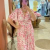 Robe longue fleurie rose femme bandeau doublure | Dream By C