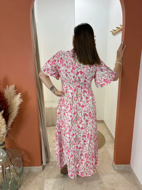 Robe longue fleurie rose femme bandeau doublure | Dream By C