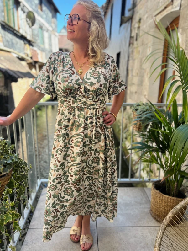 Robe longue grande taille kaki et chocolat | Dream By C