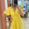 Robe longue unie femme été col V volants 9 coloris | Dream By C