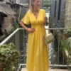 Robe longue unie femme été col V volants 9 coloris | Dream By C