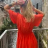 Robe longue unie femme été col V volants 9 coloris | Dream By C