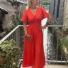 Robe longue unie femme été col V volants 9 coloris | Dream By C