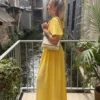 Robe longue unie femme été col V volants 9 coloris | Dream By C