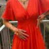 Robe longue unie femme été col V volants 9 coloris | Dream By C