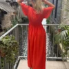 Robe longue unie femme été col V volants 9 coloris | Dream By C