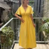 Robe longue unie femme été col V volants 9 coloris | Dream By C