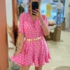 Robe patineuse femme été rose fuchsia pois blancs | Dream By C