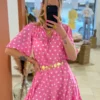 Robe patineuse femme été rose fuchsia pois blancs | Dream By C