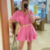 Robe patineuse femme été rose fuchsia pois blancs | Dream By C