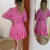 Robe patineuse femme été rose fuchsia pois blancs | Dream By C