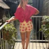 Short crochet femme écru à cœurs roses | Dream By C