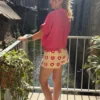 Short crochet femme écru à cœurs roses | Dream By C