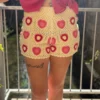Short crochet femme écru à cœurs roses | Dream By C