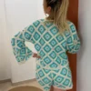 Short crochet femme écru turquoise bleu doublé | Dream By C