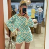 Short crochet femme écru turquoise bleu doublé | Dream By C
