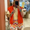 Short crochet femme été orange bleu corail écru | Dream By C