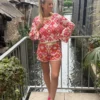 Short crochet orange rose femme écru doublé | Dream By C