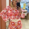 Short crochet orange rose femme écru doublé | Dream By C
