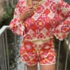 Short crochet orange rose femme écru doublé | Dream By C